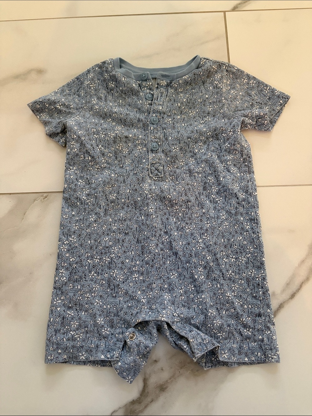 Tea Collection Blue Floral Short-Sleeve One-Piece
